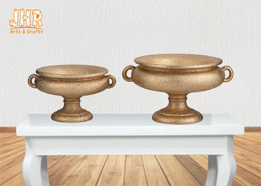 Os vasos pagados da tabela da peça central do casamento da fibra de vidro da folha de ouro/flor rolam o tamanho 2
