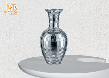 Potenciômetros de flor decorativos dos vasos da tabela do vidro de mosaico da prata do vaso da tabela da peça central do casamento