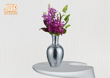 Os vasos do vidro de mosaico da prata do vaso da tabela da fibra de vidro para flores artificiais dirigem decorações