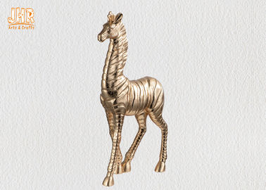 Decoração animal ereta da estátua da tabela da escultura da zebra das estatuetas de Polyresin da folha de ouro