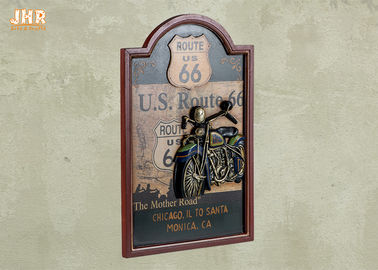 A parede de Route 66 assina as chapas de madeira da parede da motocicleta da antiguidade da decoração da parede da estrada da mãe