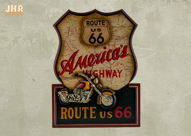 Das chapas de madeira da parede da decoração da parede da motocicleta da resina sinais decorativos da arte da parede de Route 66