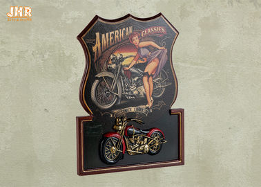 Sinais quadro de madeira da arte da parede do MDF da motocicleta da resina da chapa de tapeçaria do sinal do bar