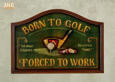 A parede de madeira da antiguidade home da decoração assina sinais da parede do golfe dos sinais 3D da arte da parede de Golf Club