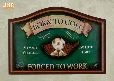 A parede de madeira da antiguidade da decoração da parede de Golf Club assina a cor verde das chapas decorativas da parede do golfe