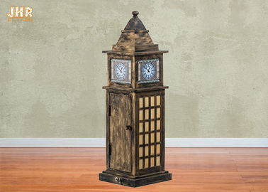 Da escultura de madeira da torre da antiguidade da lâmpada do Tabletop da forma da torre cor decorativa do bronze da lâmpada