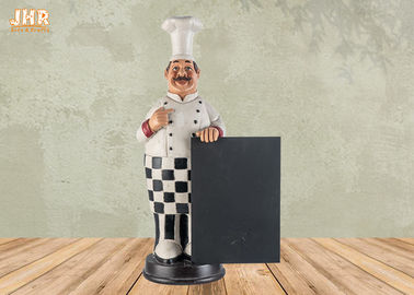 Cozinheiro chefe gordo feliz de Polyresin que guarda a figura de madeira decoração da estátua do cozinheiro chefe da resina do quadro