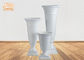 Vasos brancos lustrosos do assoalho dos vasos da tabela da peça central dos plantadores da urna da fibra de vidro da trombeta