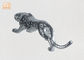 A prata home da decoração folheou a escultura animal do leopardo da fibra de vidro das estatuetas de Polyresin