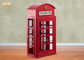 Mobília de madeira decorativa da cremalheira do assoalho do MDF da cor vermelha do armário dos armários britânicos da cabine de telefone
