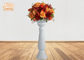 Vasos brancos lustrosos do assoalho dos potenciômetros de flor da fibra de vidro de 3 partes com suporte