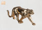 Estatuetas animais da estátua da tabela do vidro de fibra da escultura do leopardo de Polyresin da folha de ouro