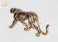 Estatuetas animais da estátua da tabela do vidro de fibra da escultura do leopardo de Polyresin da folha de ouro